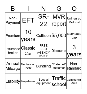 TRAILHEAD INSURANCE BINGO!  Bingo Card