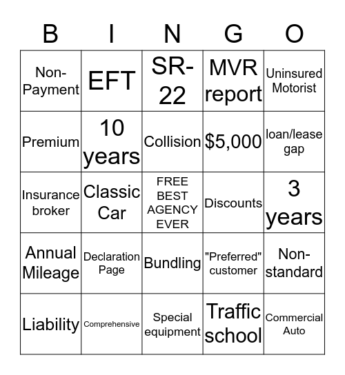 TRAILHEAD INSURANCE BINGO!  Bingo Card