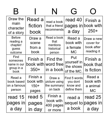 Love of reading Month 2018 Bingo Card