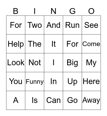 Sight Work Bingo Card