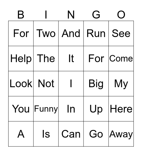 Sight Work Bingo Card