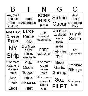 LOVE STEAK   LOVE PEOPLE Bingo Card