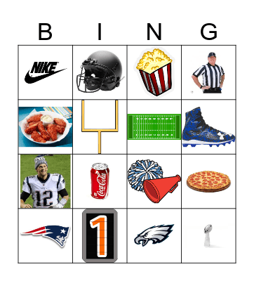 Superbowl Bingo Card