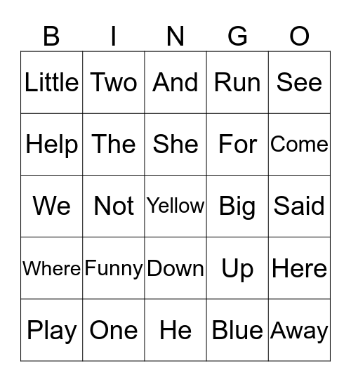 Sight Work Bingo Card