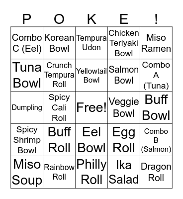 Bento-Ria Bingo Card