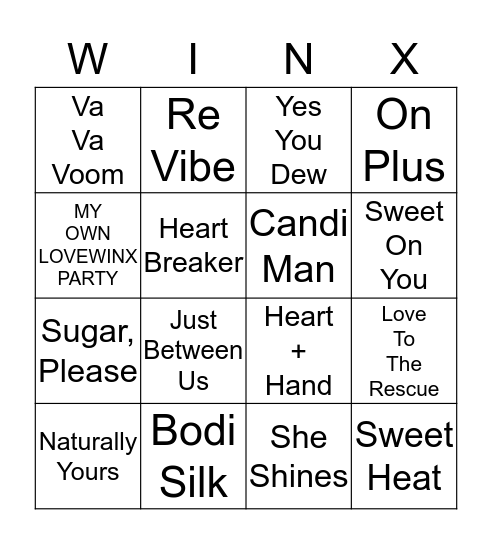 LOVEWINX BINGO Card