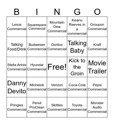 Super Bowl 2018 Bingo Card