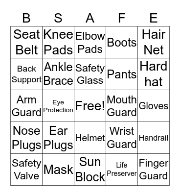 Health and Safety Bingo Card