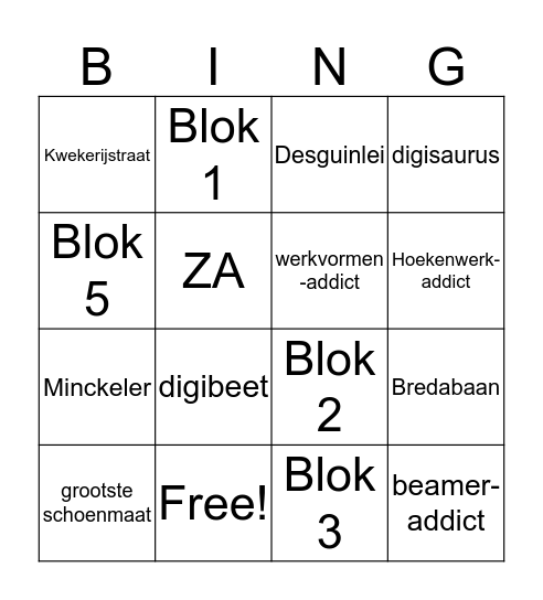 Ken je collega's Bingo Card