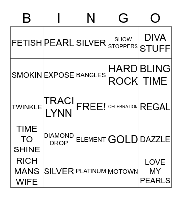 ALL ABOUT THE BLING!!!!!!!!!! Bingo Card