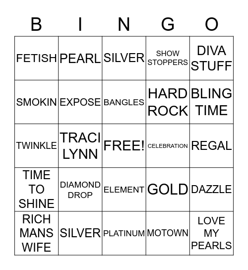 ALL ABOUT THE BLING!!!!!!!!!! Bingo Card