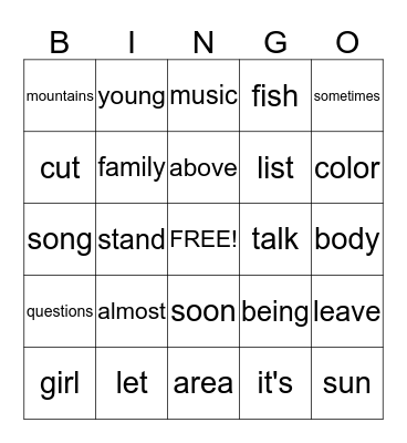 Orange  285 -  308 Bingo Card