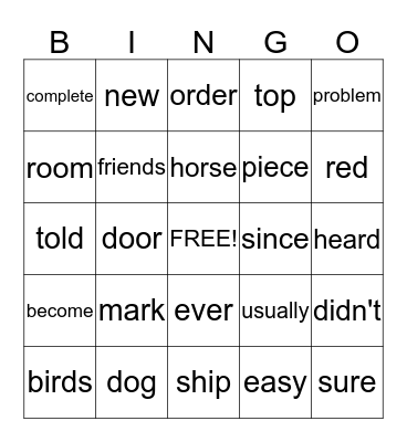 Orange 309 -  332 Bingo Card