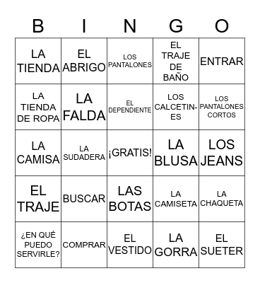 CAPITULO 7A REALIDADES Bingo Card