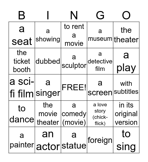 Chapitre 1 Bingo Card