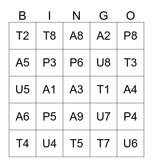 PATU-bingo! Bingo Card