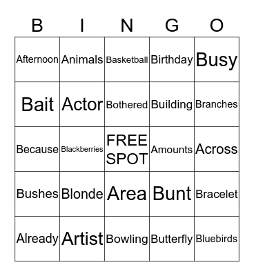 SIGHT WORDS Bingo Card