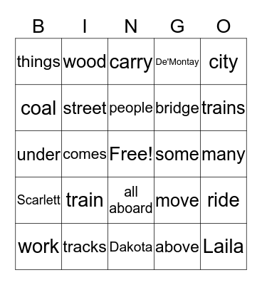 2nd Grade Bingo Card