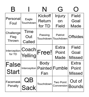 R&D Super Bowl Bingo 2018 Bingo Card