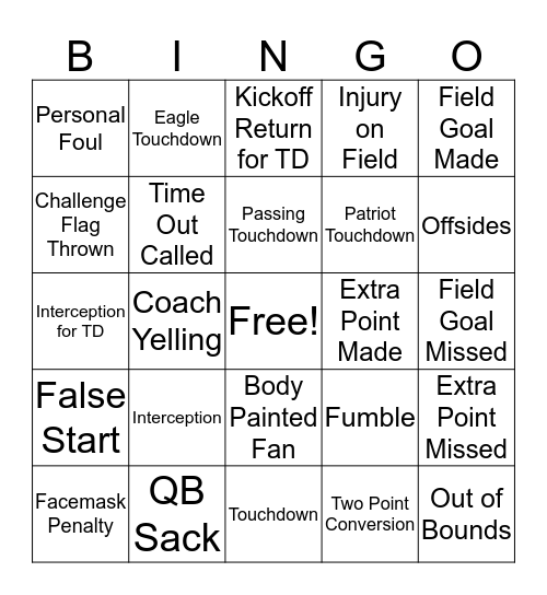 R&D Super Bowl Bingo 2018 Bingo Card