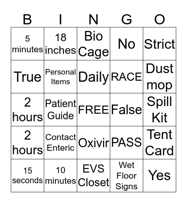 EVS BINGO Card
