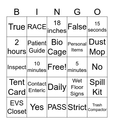 EVS BINGO Card
