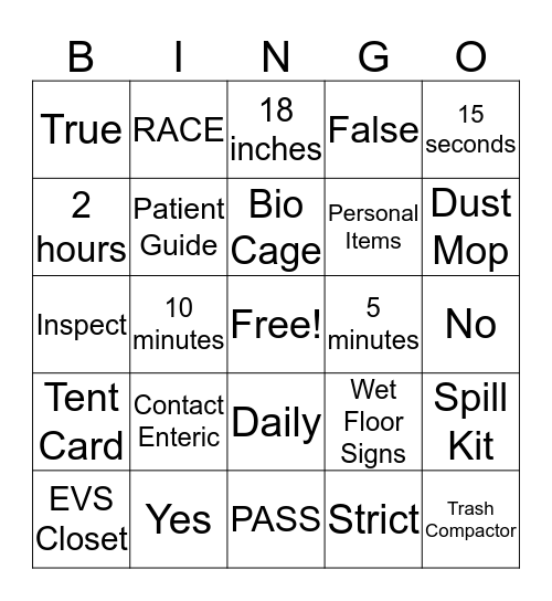 EVS BINGO Card