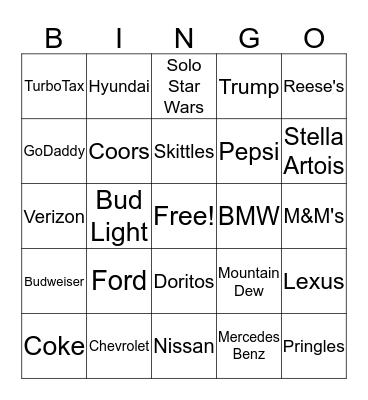 Super Bowl Bingo Card