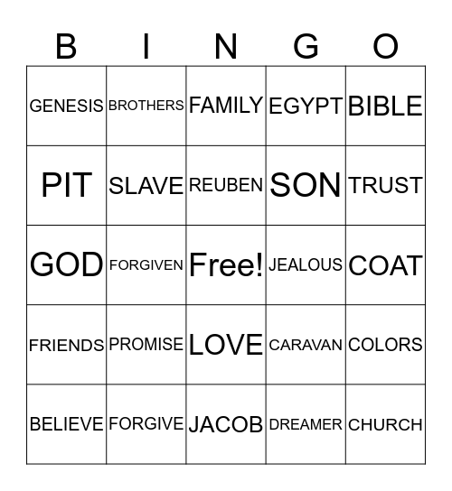 JOSEPH Bingo Card