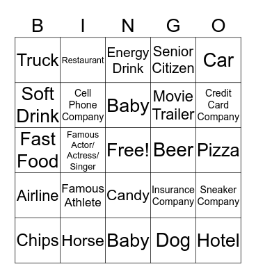 Comercial Bingo Card