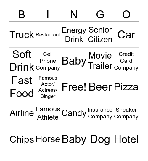 Comercial Bingo Card