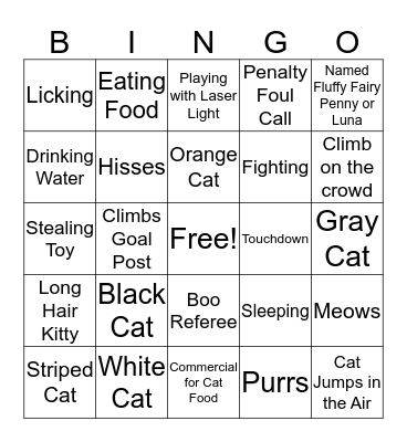 Kitten Bowl Bingo Card