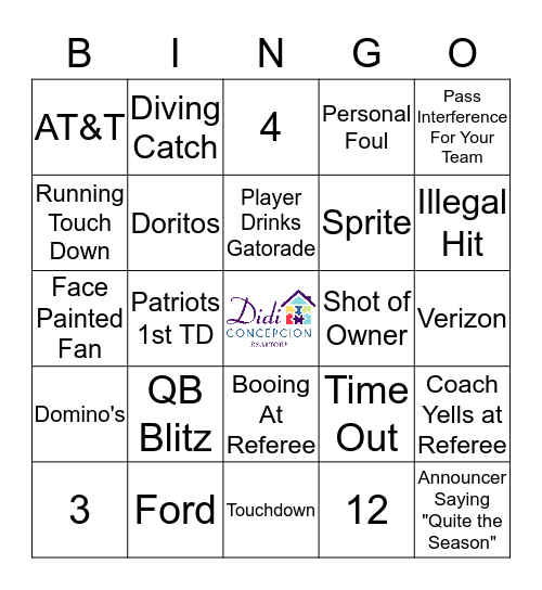 Didi's The Big Game Bingo! Bingo Card