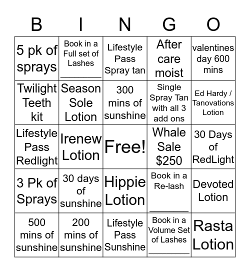 Fabutan #28  Bingo Card