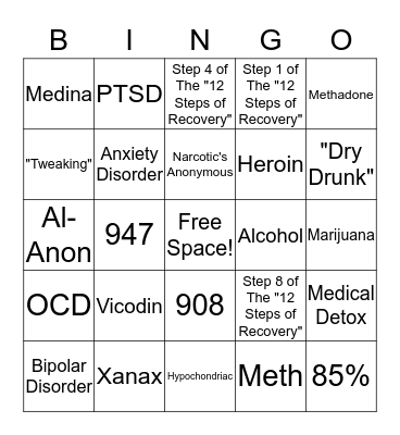 PFH Bingo Card