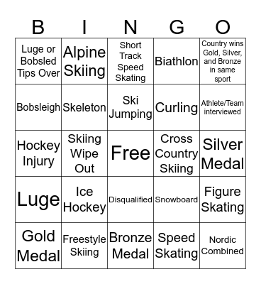 Aspect Winter Olympics Bingo Card