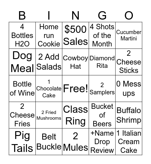 Sammy's Bingo Card