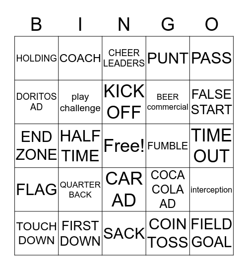 SUPERBOWL   Bingo Card