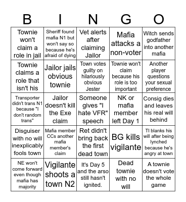 Silver League Bingo Card