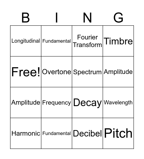 Music Engineering Bingo Card