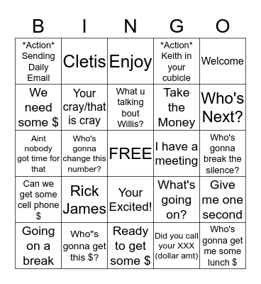 Keith"s Bingo Card