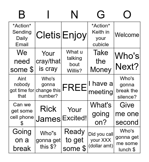 Keith"s Bingo Card