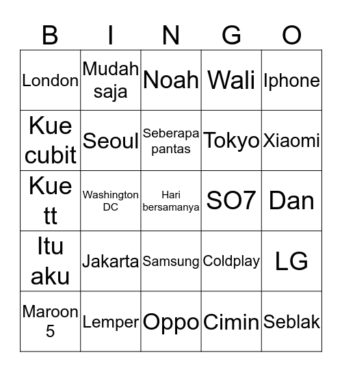 Goib Bingo Card