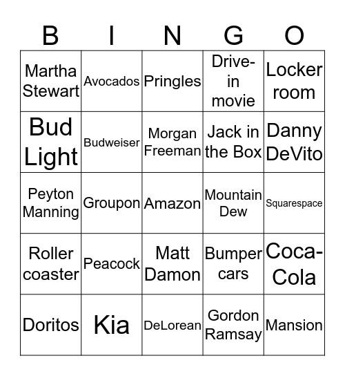 Super Bowl LII Bingo Card