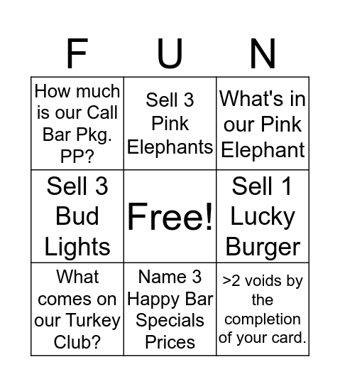 Lucky Strike Bingo Card