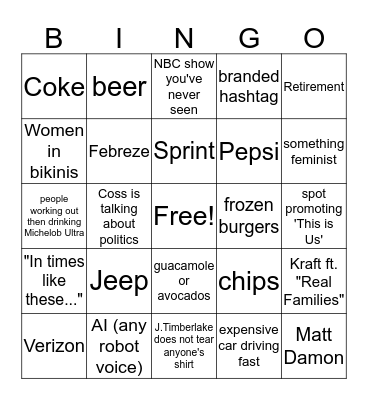 'One Ad for $5M' Bingo Card