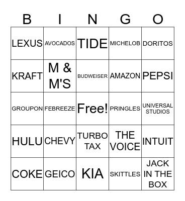 SUPERBOWL LII Bingo Card