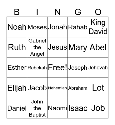 Bible Bingo Card