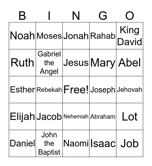 Bible Bingo Card