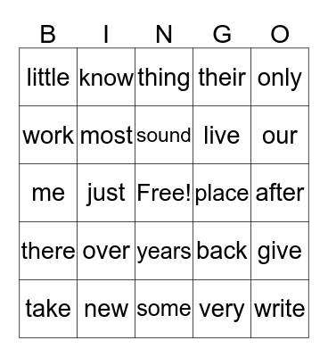 First Grade Fry Words List 6 Bingo Card